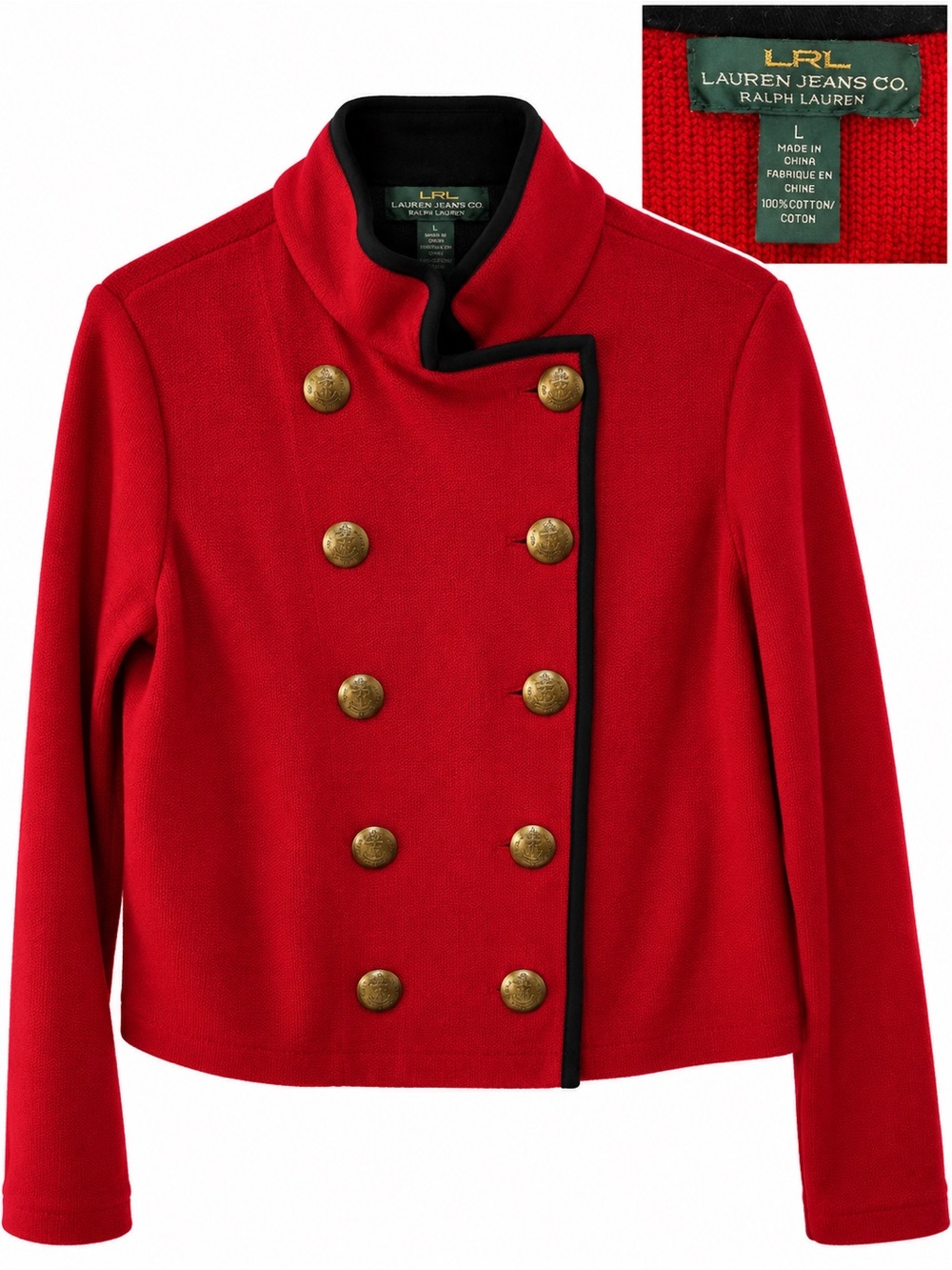 Lauren Ralph Lauren Red Military Jacket Gold Buttons L